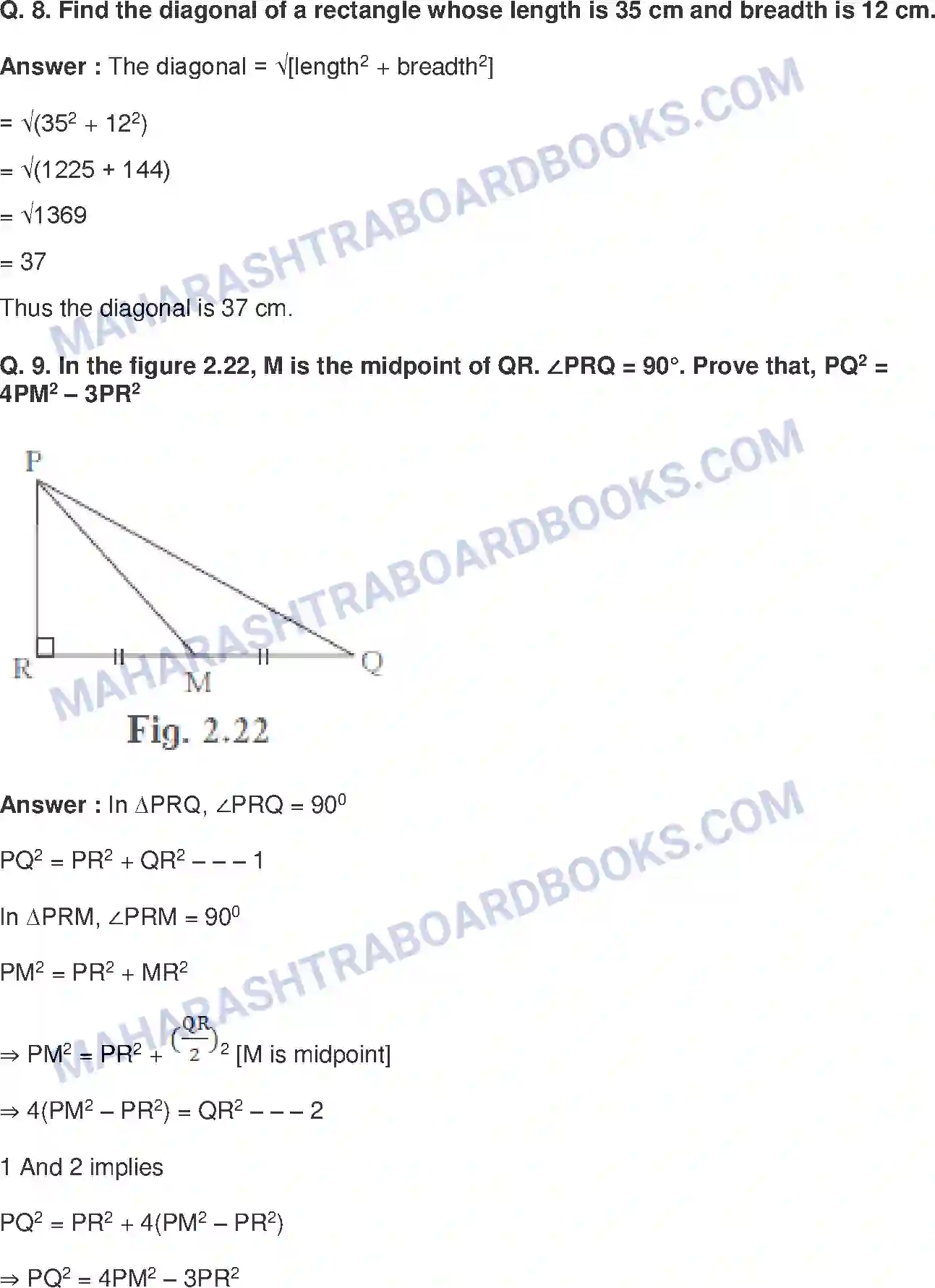 Maharashtra Board Solution Class-10 Mathematics+Part-II+-+English+Medium Pythagoras Theorem Image 8