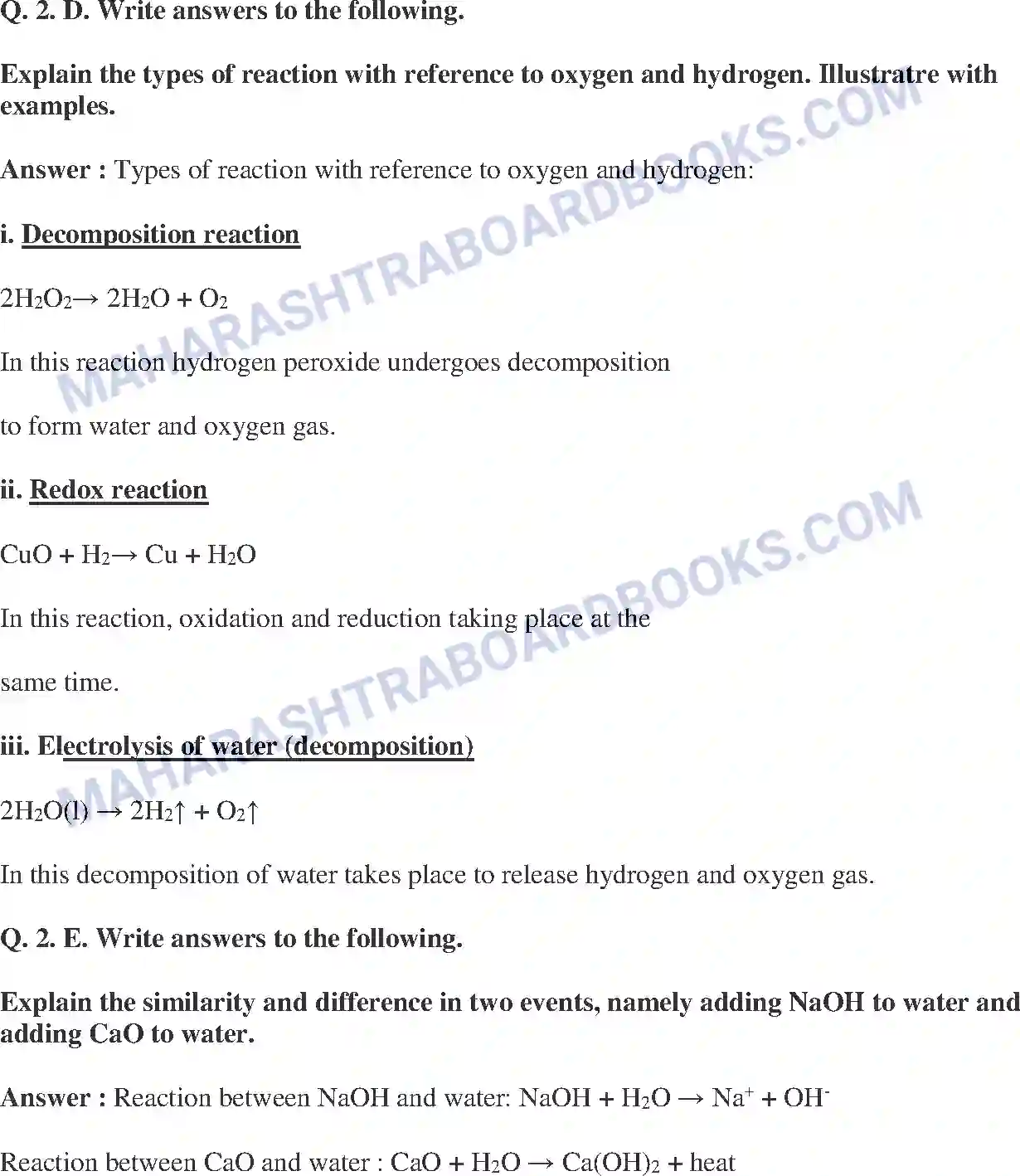 Maharashtra Board Solution Class-10 Science+&+Technology-I+-+English+Medium Chemical Reactions & Equations Image 5