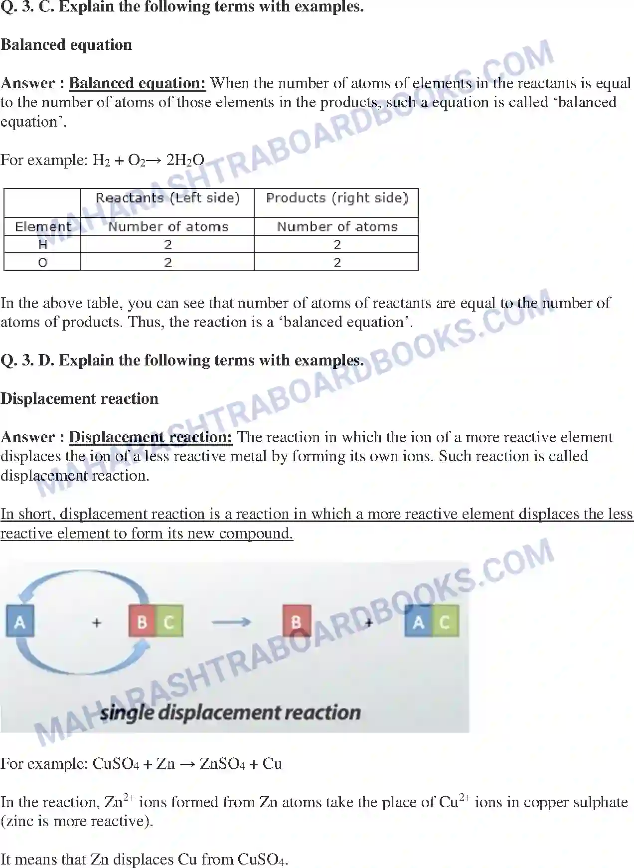 Maharashtra Board Solution Class-10 Science+&+Technology-I+-+English+Medium Chemical Reactions & Equations Image 7