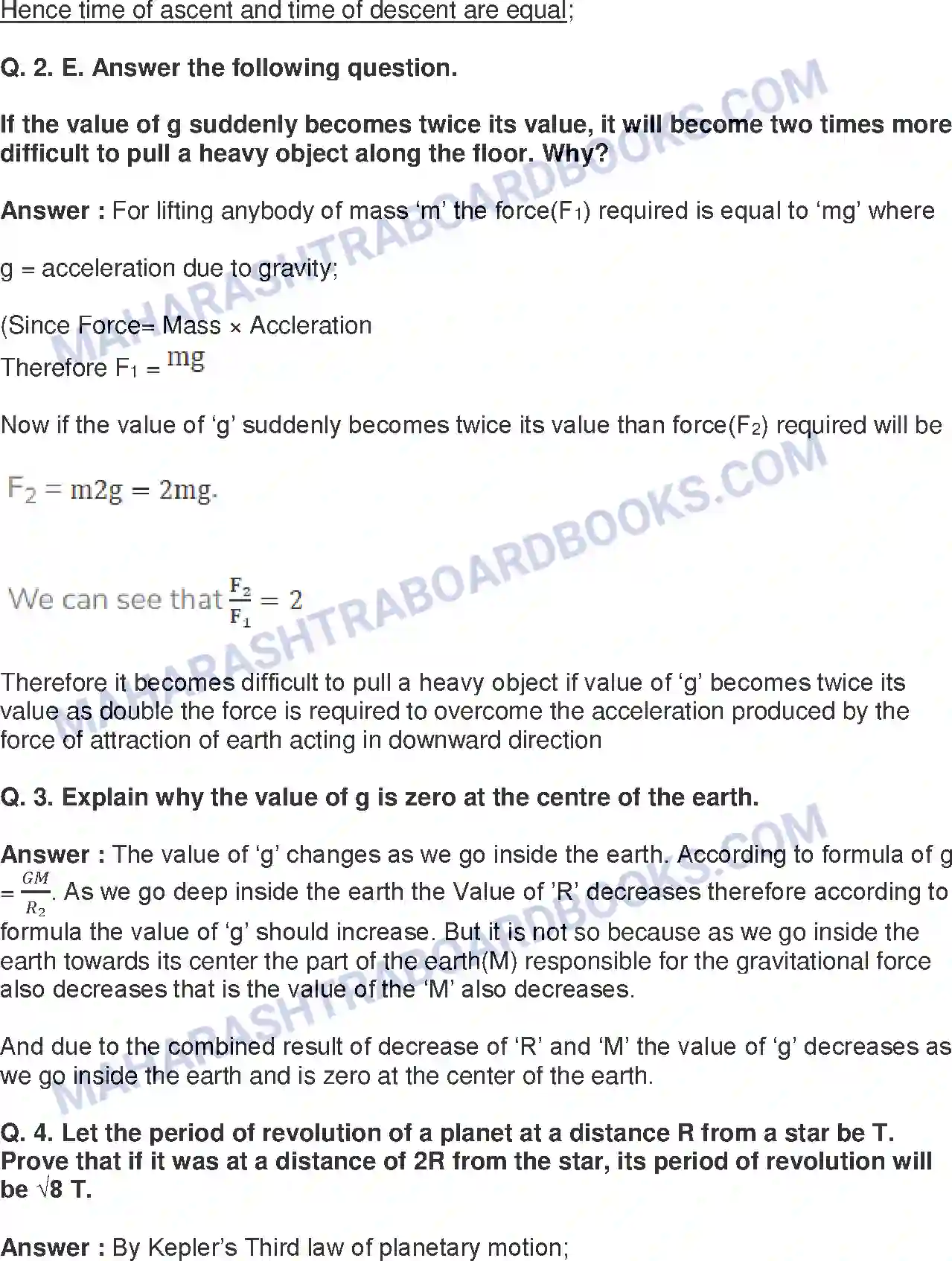 Maharashtra Board Solution Class-10 Science+&+Technology-I+-+English+Medium Gravitation Image 10