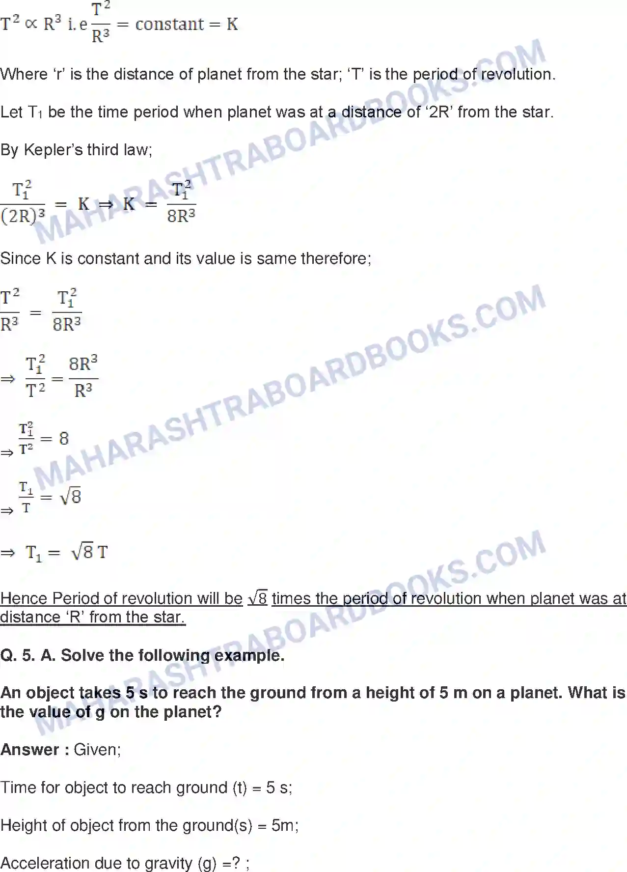 Maharashtra Board Solution Class-10 Science+&+Technology-I+-+English+Medium Gravitation Image 11