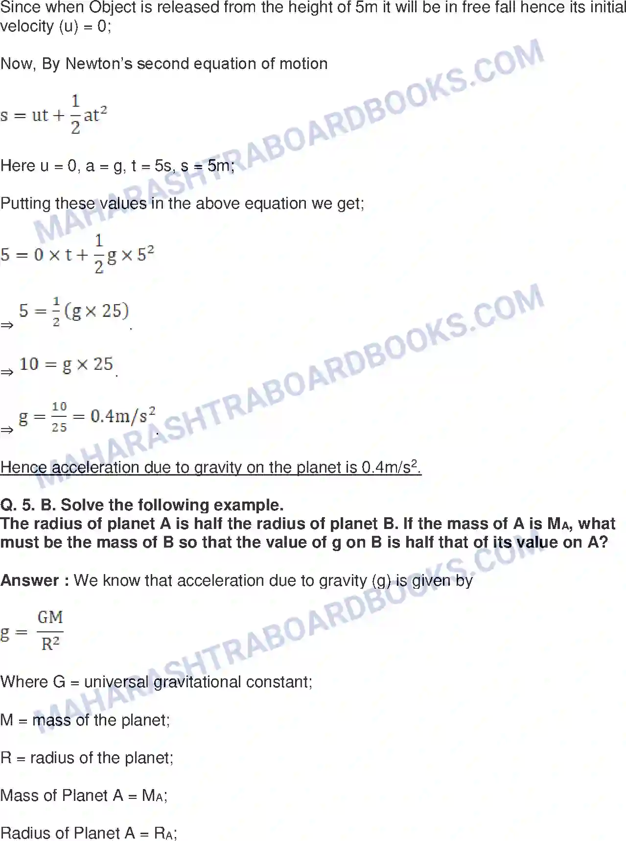 Maharashtra Board Solution Class-10 Science+&+Technology-I+-+English+Medium Gravitation Image 12