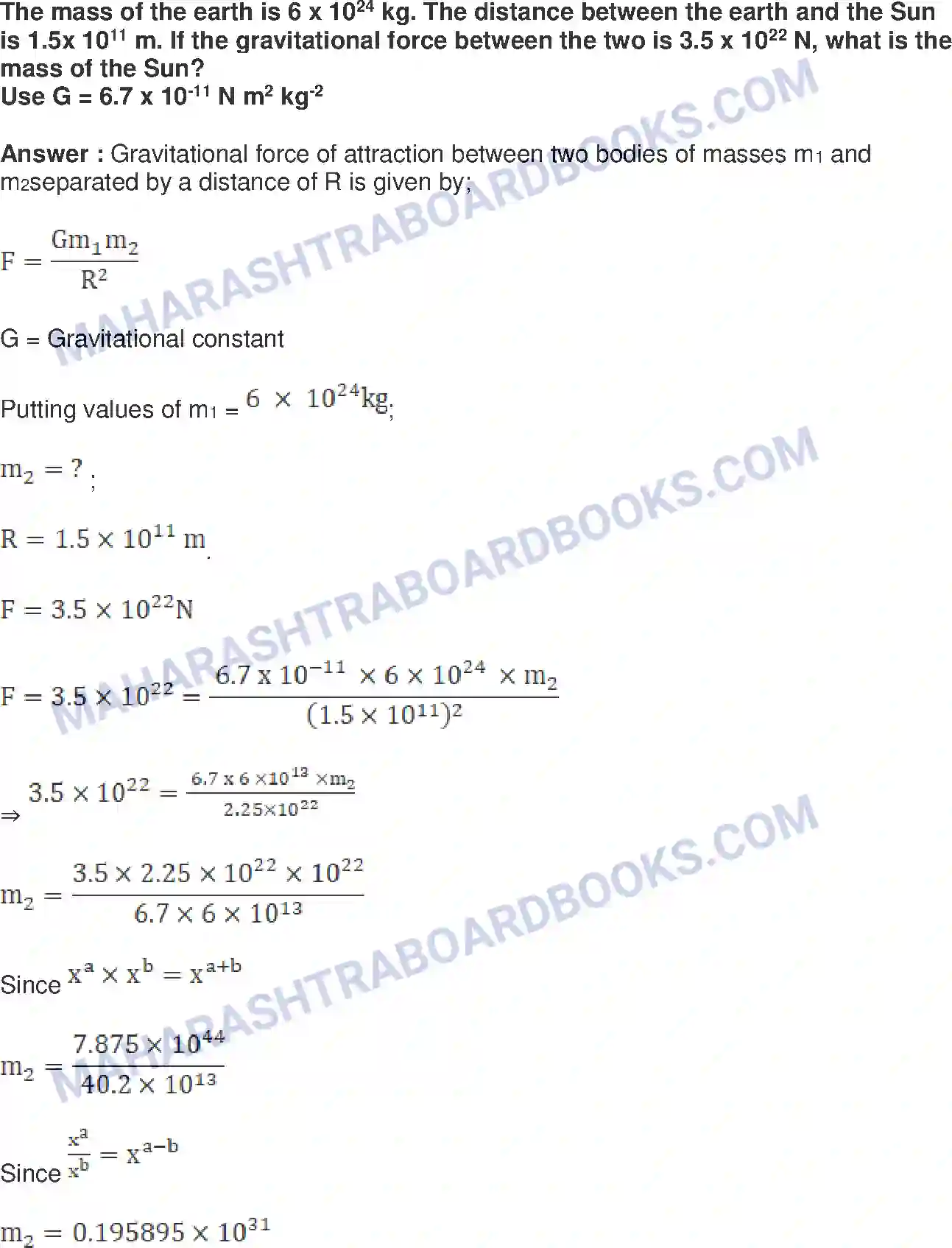 Maharashtra Board Solution Class-10 Science+&+Technology-I+-+English+Medium Gravitation Image 20