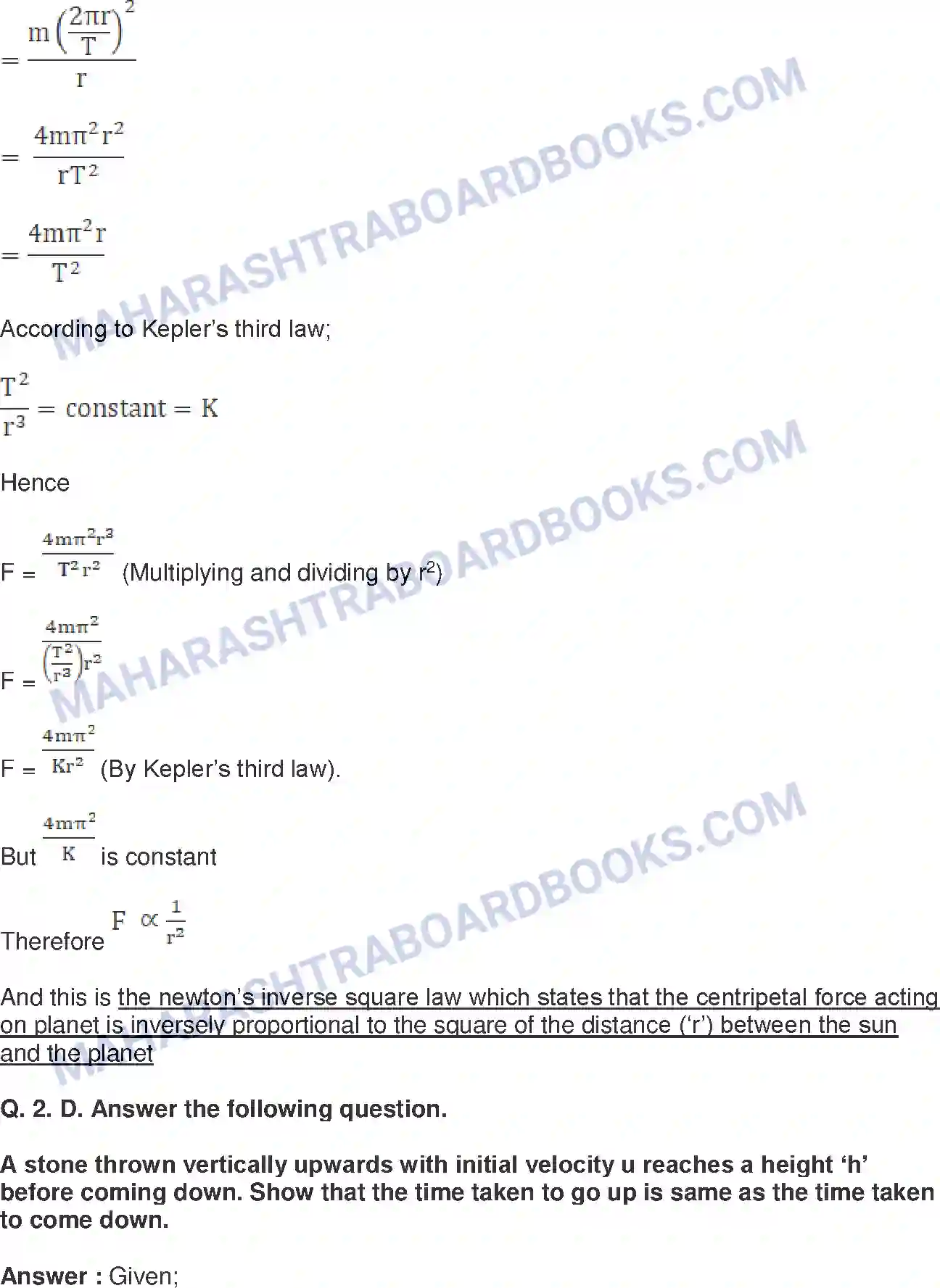 Maharashtra Board Solution Class-10 Science+&+Technology-I+-+English+Medium Gravitation Image 6