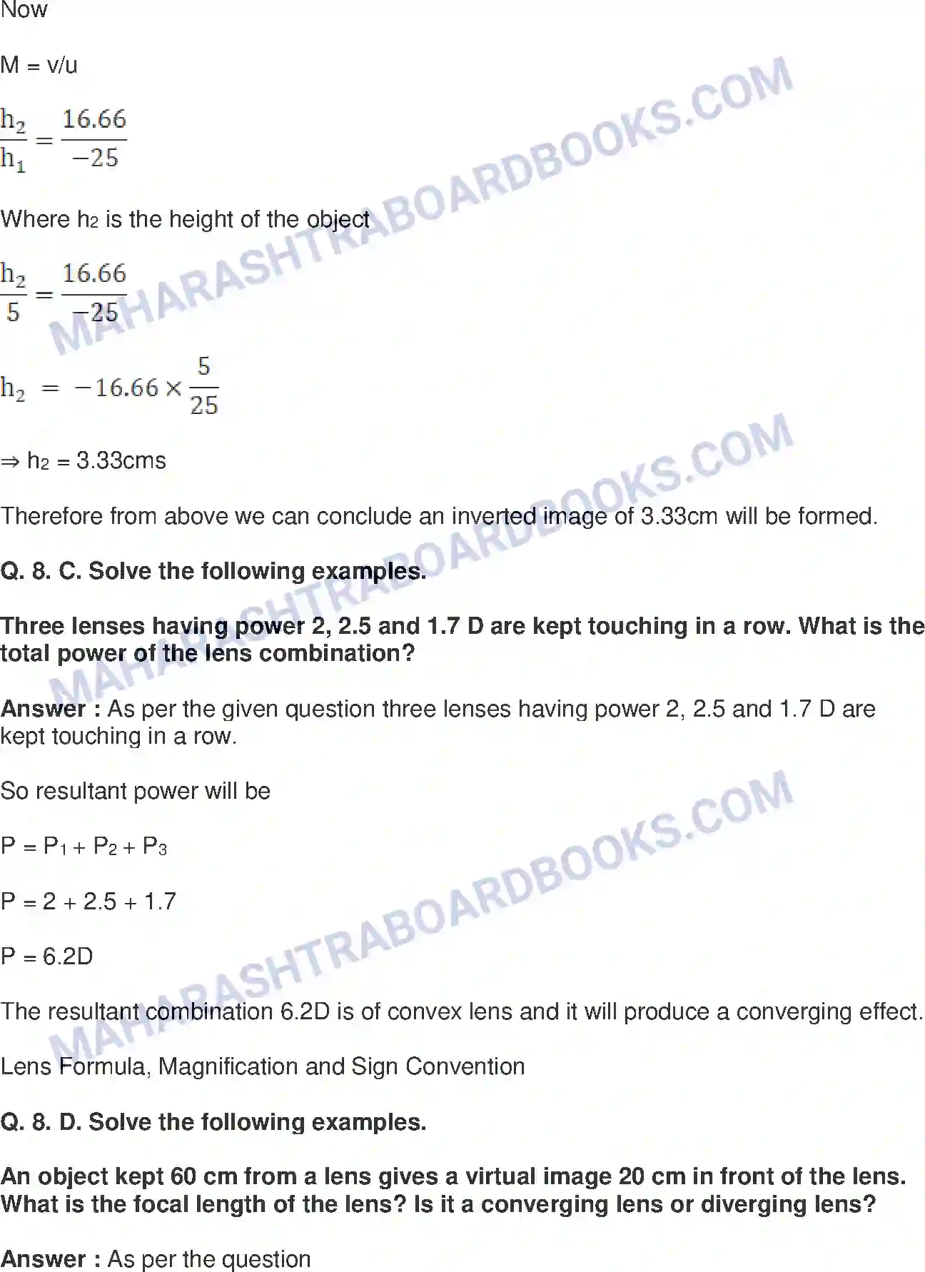 Maharashtra Board Solution class-10 Science+&+Technology-I+-+English+Medium Lenses Image 8