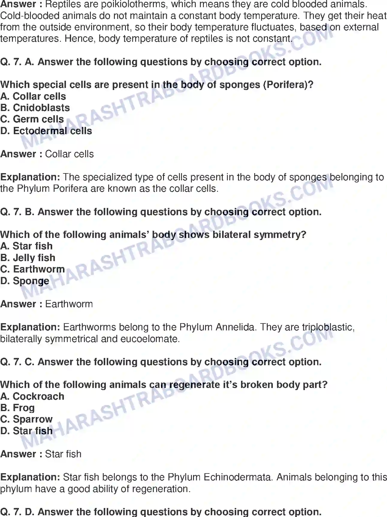 Maharashtra Board Solution class-10 Science+&+Technology-II+-+English+Medium Animal Classification Image 7