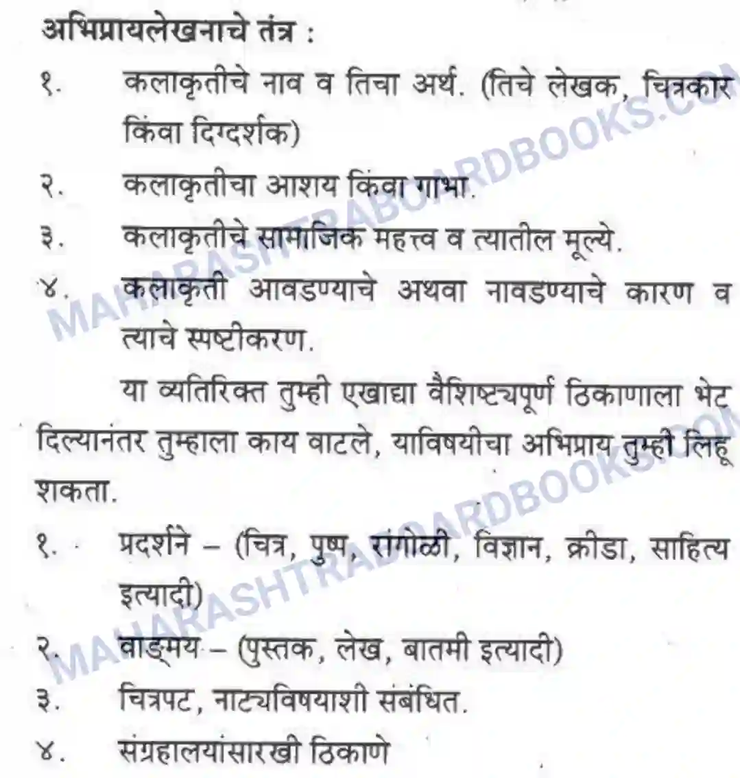 Maharashtra Board Solution Class-10 कुमारभारती अभिप्रायलेखन - उपयोजिक लेखन Image 2