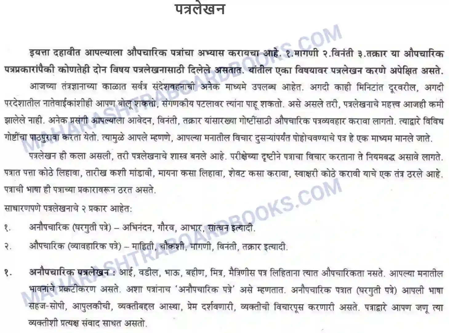 Maharashtra Board Solution Class-10 कुमारभारती पत्रलेखन - उपयोजिक लेखन Image 1