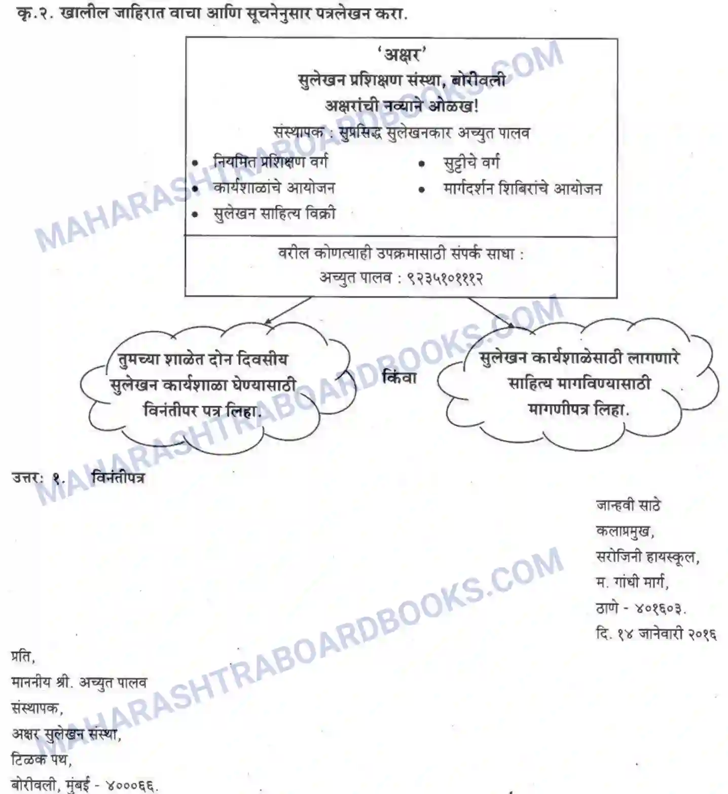 Maharashtra Board Solution Class-10 कुमारभारती पत्रलेखन - उपयोजिक लेखन Image 7