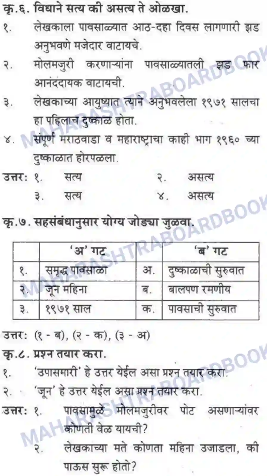 Maharashtra Board Solution Class-10 कुमारभारती पाठ फिरवणारा पाऊस - गद्य -विभाग Image 23