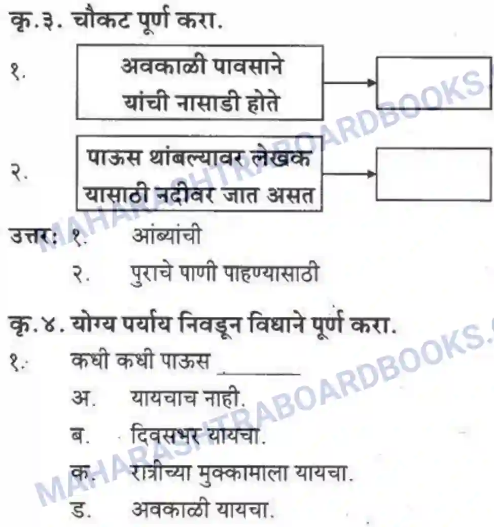 Maharashtra Board Solution Class-10 कुमारभारती पाठ फिरवणारा पाऊस - गद्य -विभाग Image 3