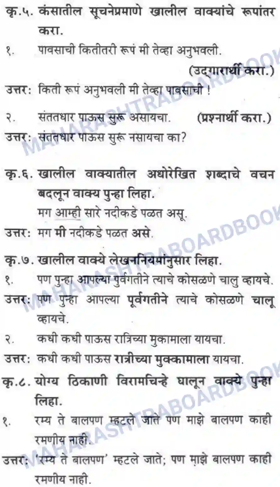 Maharashtra Board Solution Class-10 कुमारभारती पाठ फिरवणारा पाऊस - गद्य -विभाग Image 9