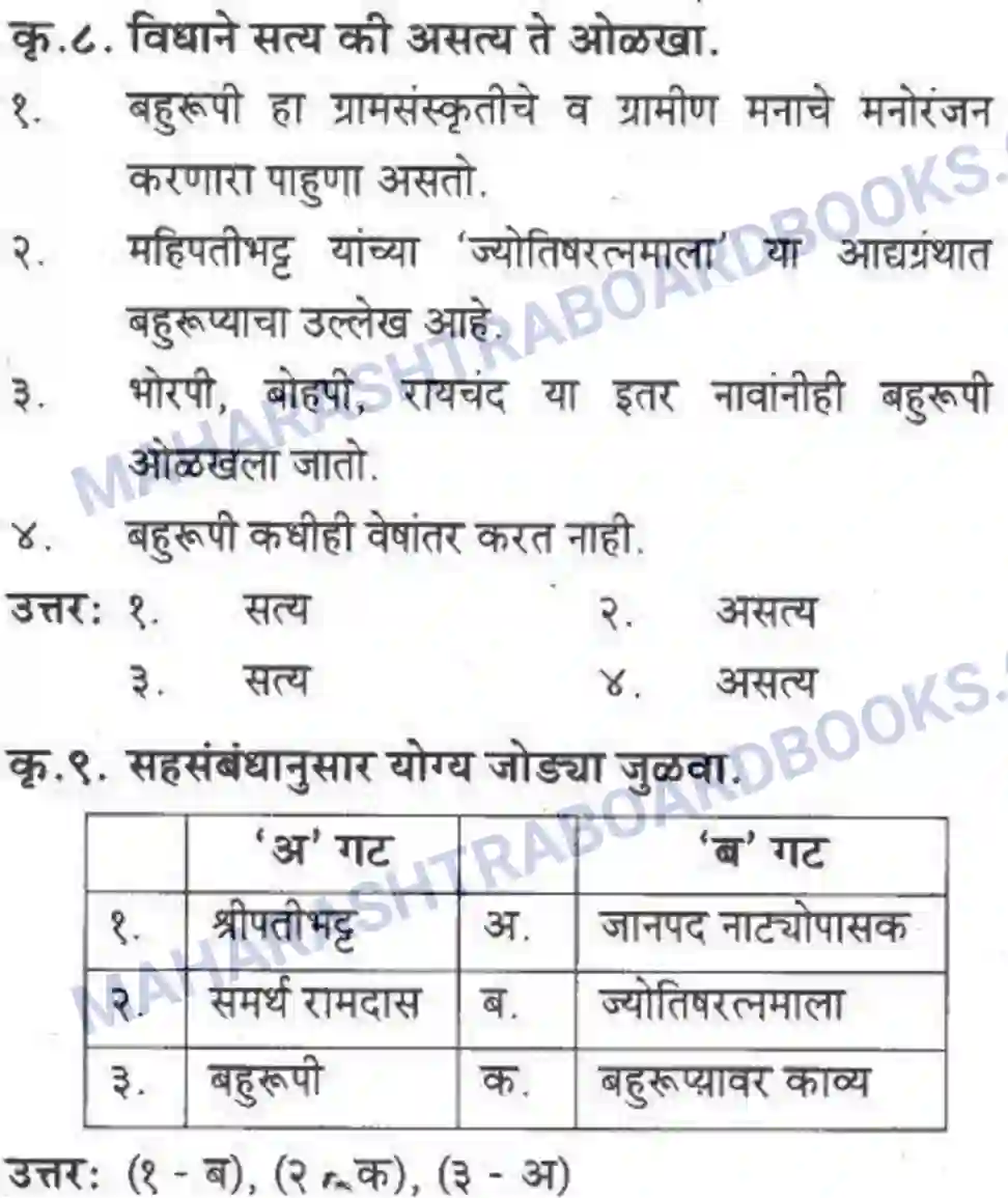 Maharashtra Board Solution class-10 कुमारभारती बहुरूपी - गद्य -विभाग Image 17