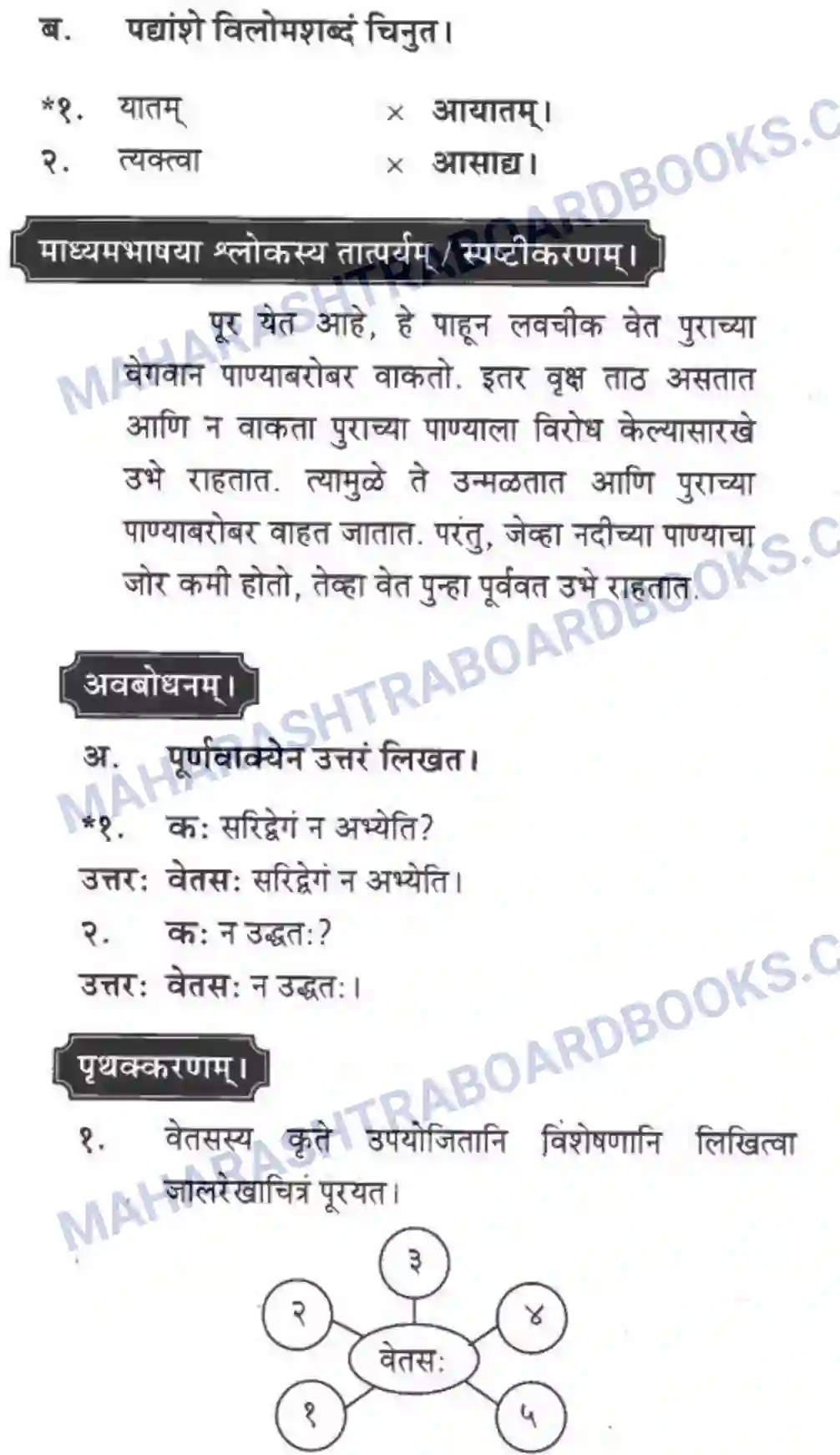 Maharashtra Board Solution class-10 मकरन्द+(Sanskrit) नदीसमुद्रसंवाद। - पद्यम अवबोधनम Image 6