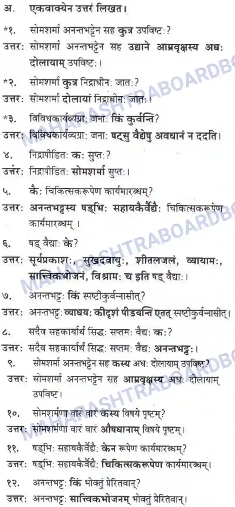 Maharashtra Board Solution Class-10 मन्दाकिनी+(Sanskrit) अनर्घा षड वैद्या। - गद्यम अवबोधनम Image 11