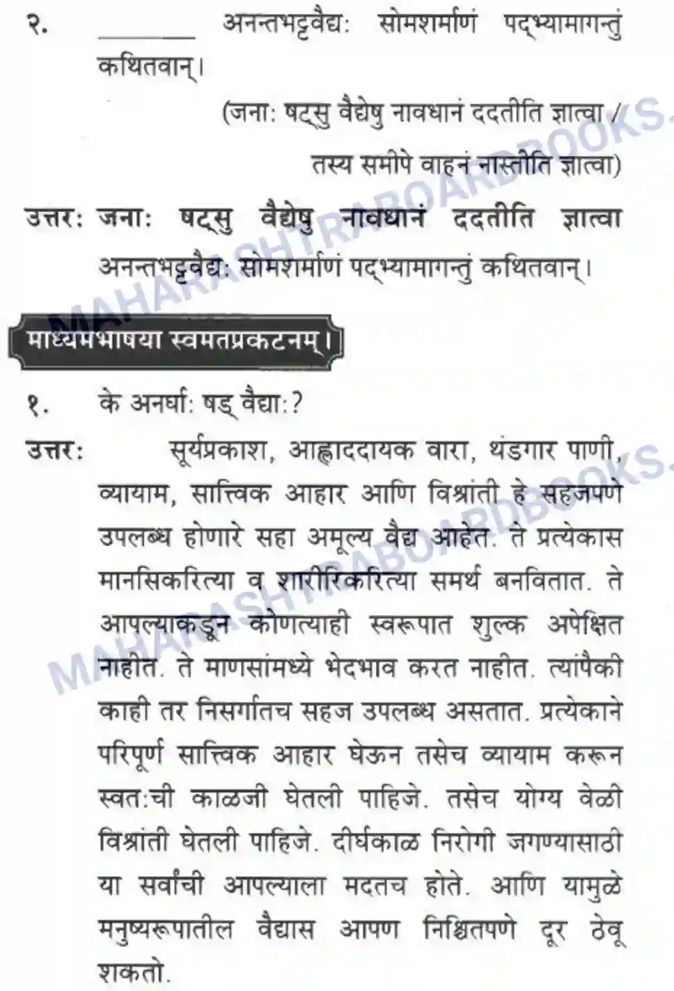 Maharashtra Board Solution Class-10 मन्दाकिनी+(Sanskrit) अनर्घा षड वैद्या। - गद्यम अवबोधनम Image 15