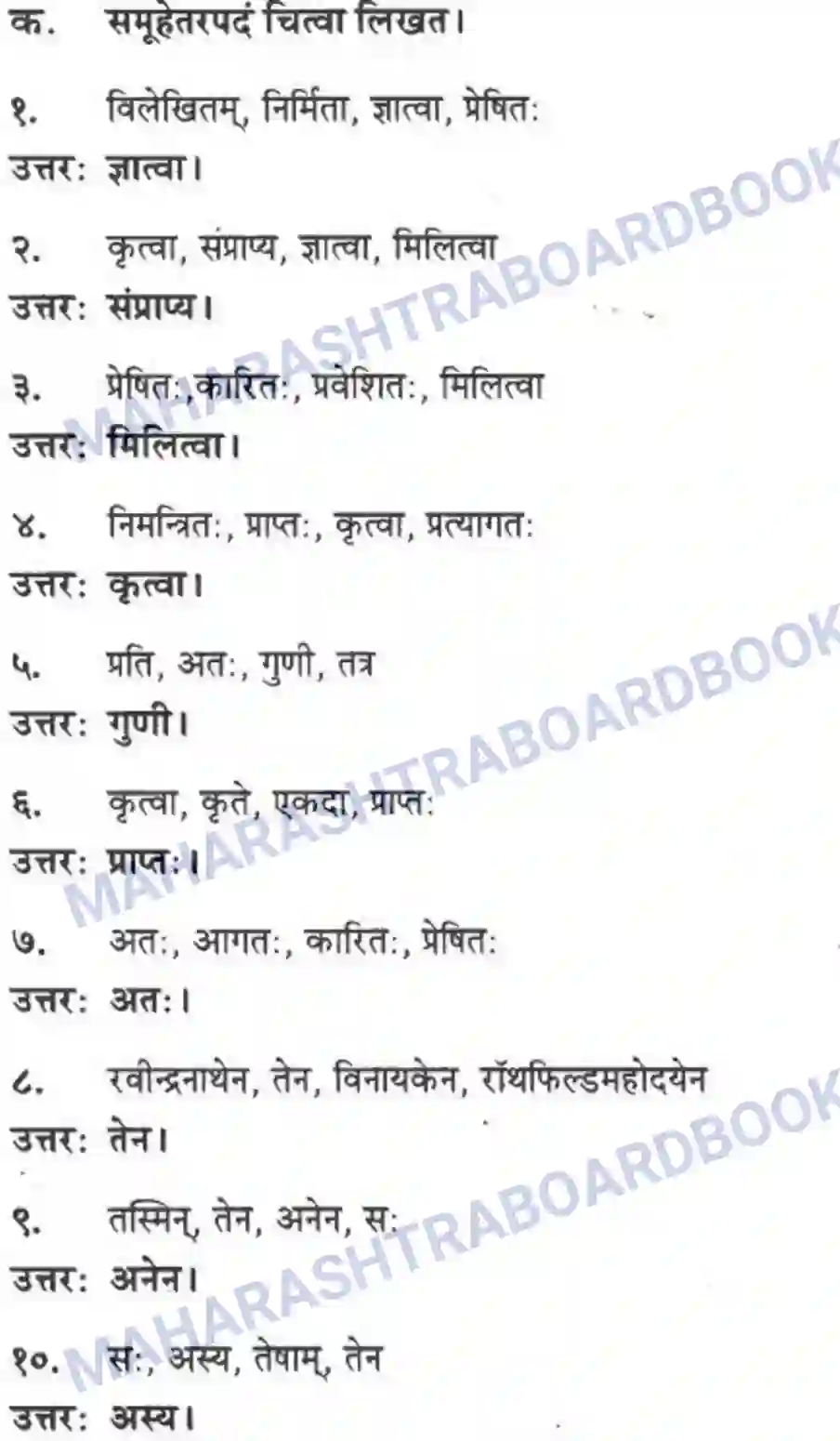 Maharashtra Board Solution class-10 मन्दाकिनी+(Sanskrit) शिल्पकार करमरकरमहोदय। - गद्यम अवबोधनम Image 20