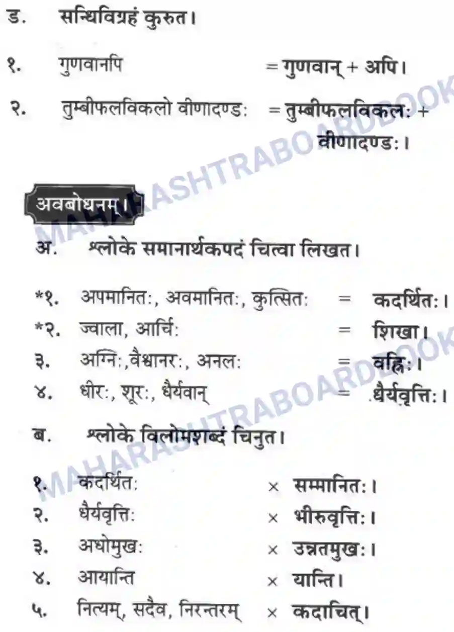 Maharashtra Board Solution Class-10 मन्दाकिनी+(Sanskrit) सुभाषितमाला -१। - पद्यम अवबोधनम Image 5