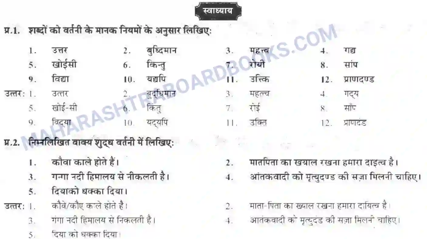 Maharashtra Board Solution class-10 लोकवाणी मानक वर्तनी - व्याकरण विभाग Image 4