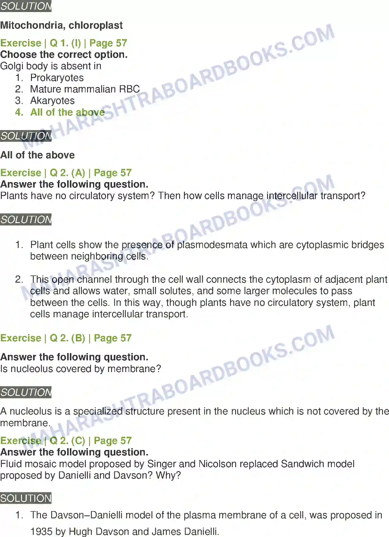 Maharashtra Board Solution Class-11 Biology Cell Structure and Organization Image 3