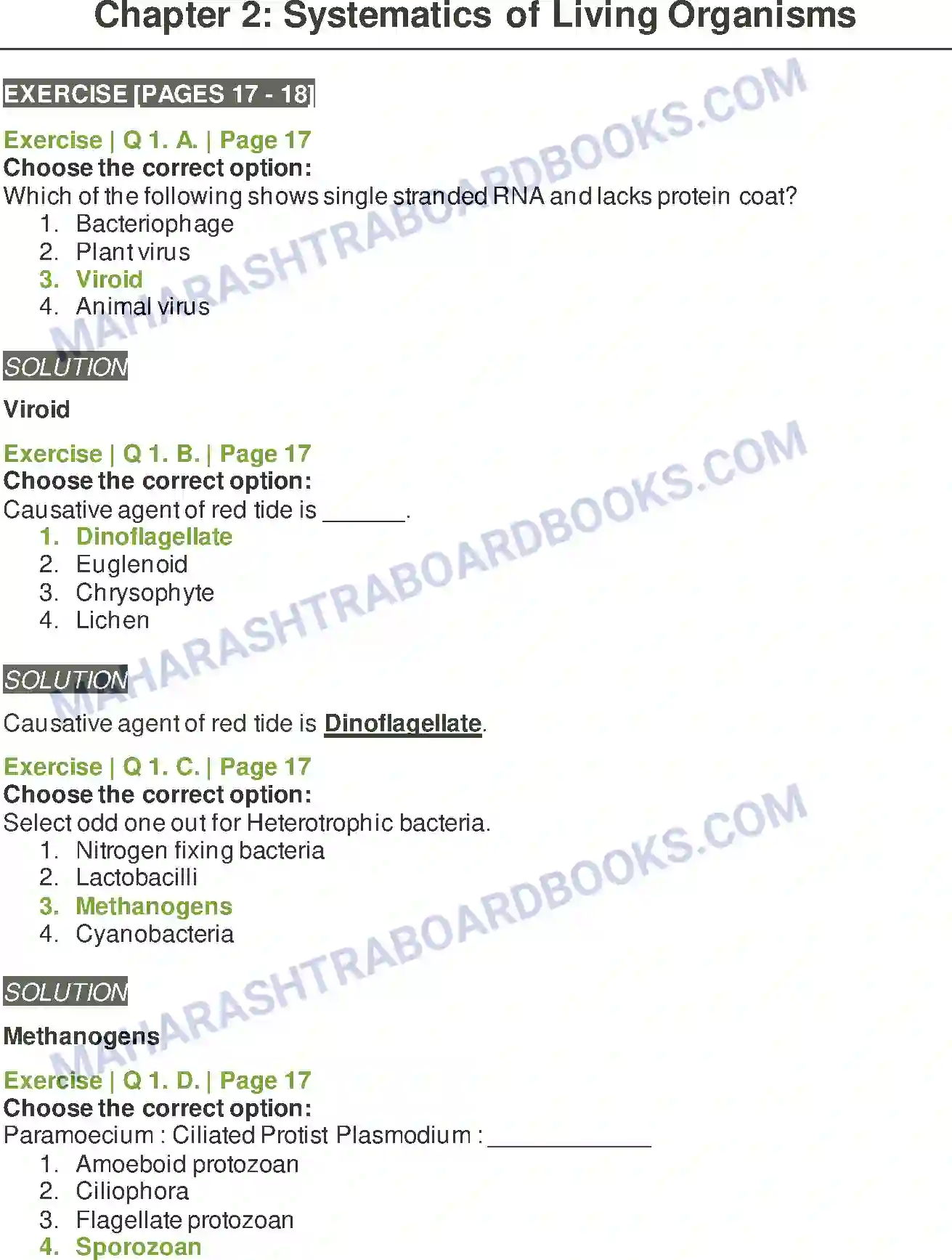 Maharashtra Board Solution class-11 Biology Systematics of Living Organisms Image 1