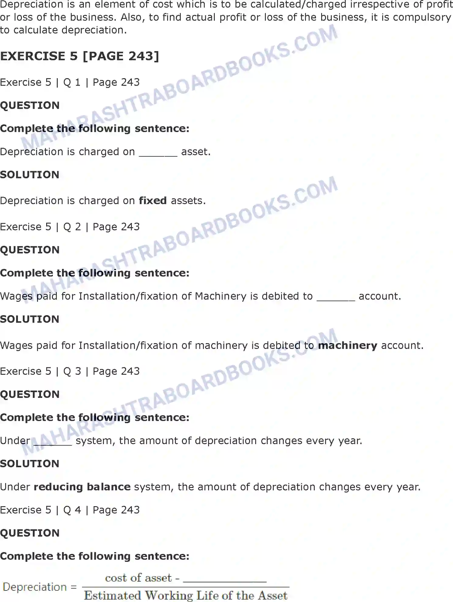 Maharashtra Board Solution Class-11 Book+Keeping+&+Accountancy Depreciation Image 12