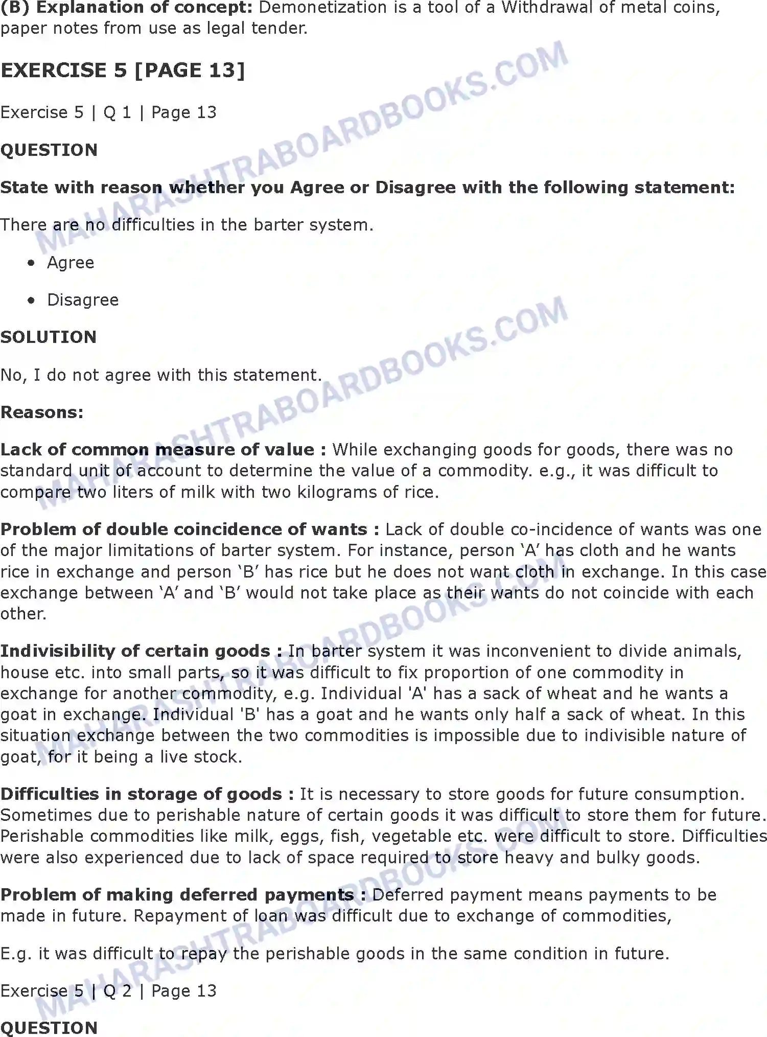 Maharashtra Board Solution Class-11 Economics Money Image 6