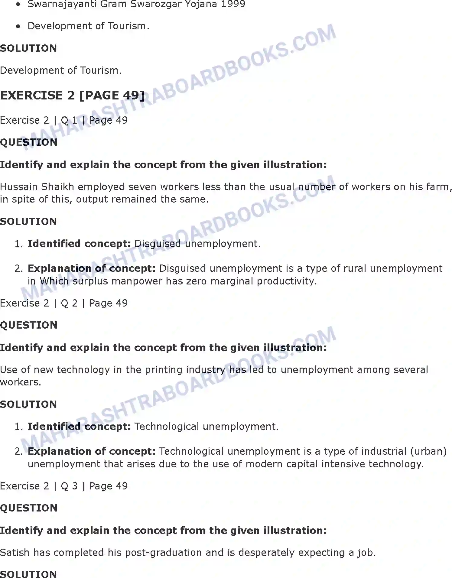 Maharashtra Board Solution Class-11 Economics Unemployment in India Image 2