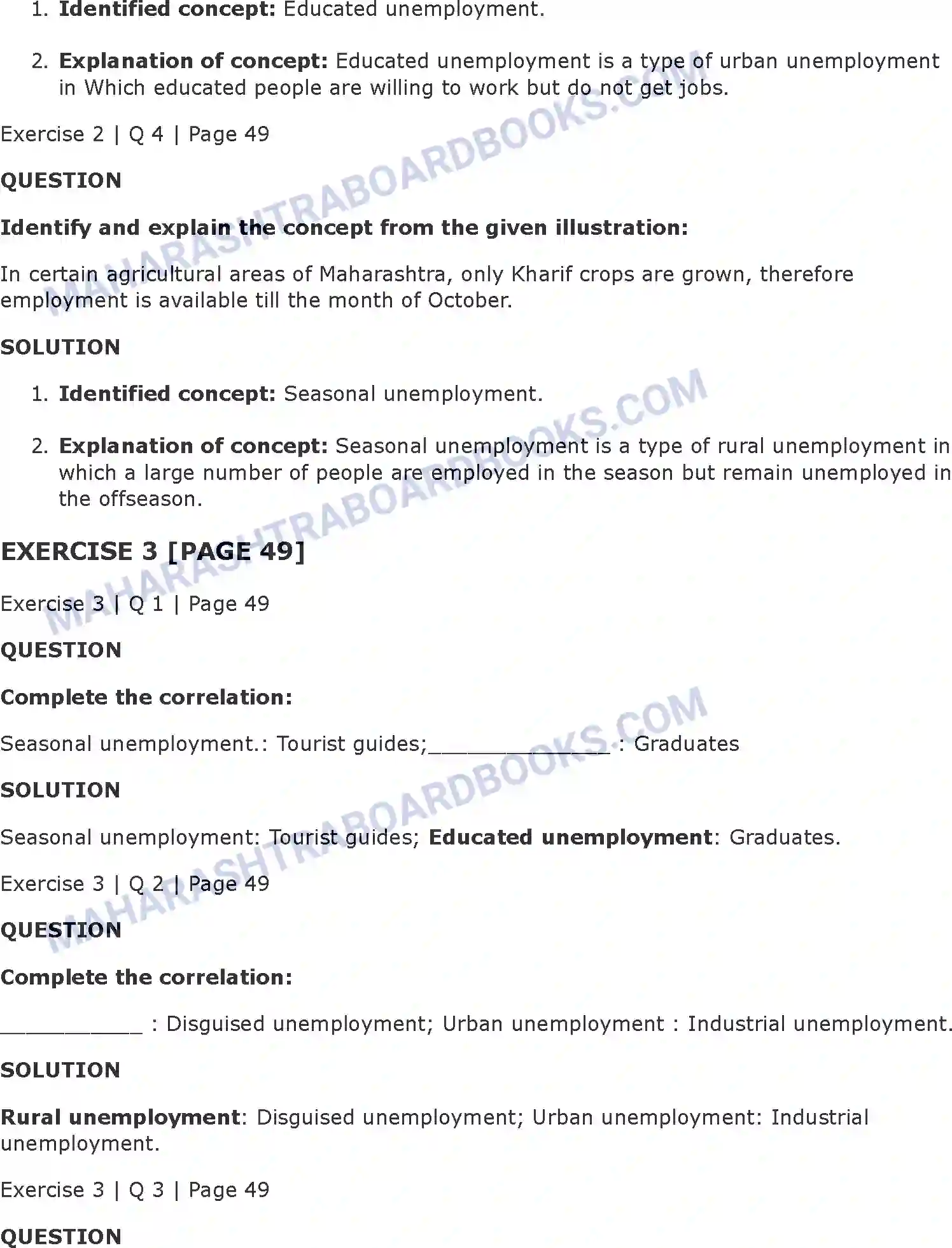 Maharashtra Board Solution Class-11 Economics Unemployment in India Image 3