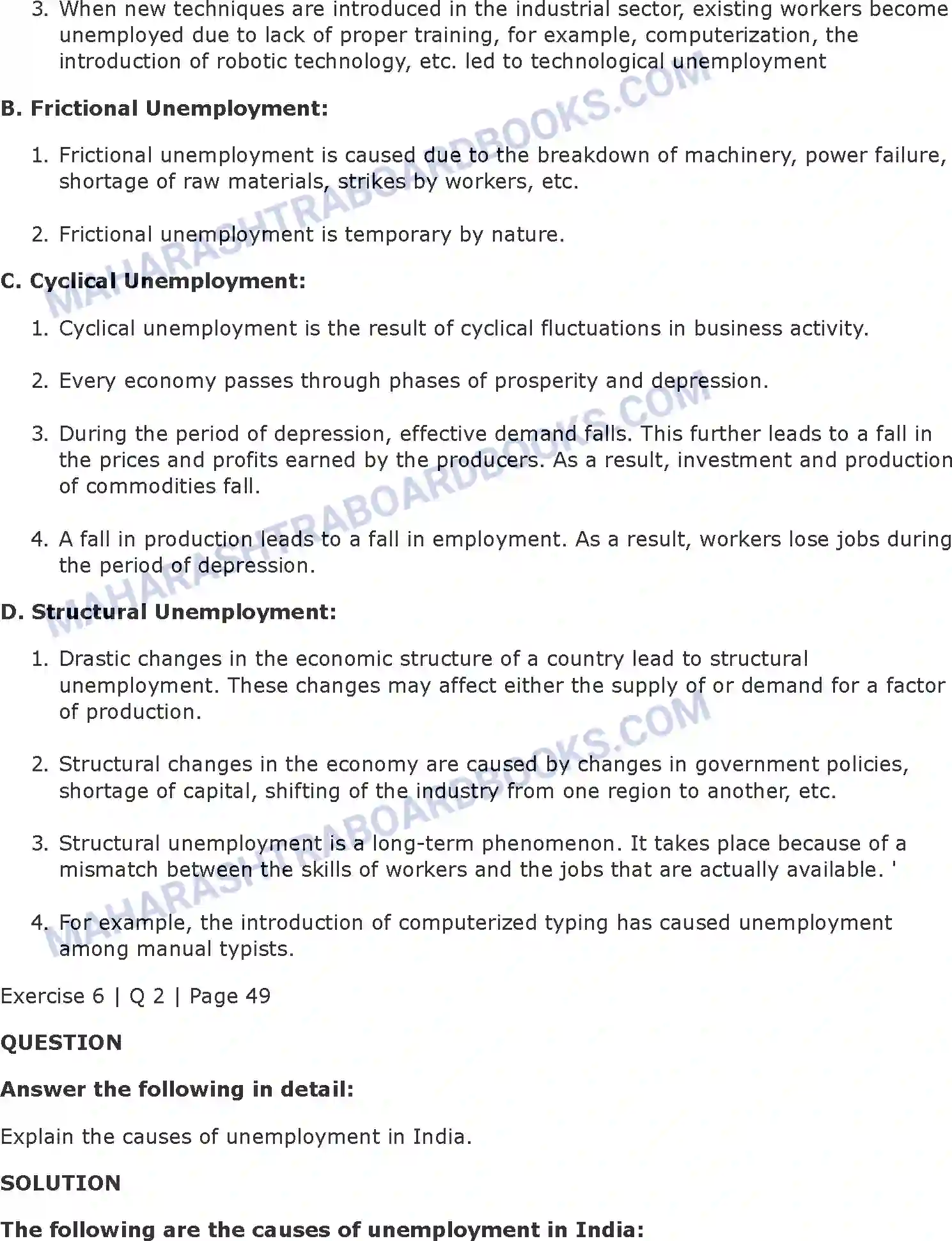 Maharashtra Board Solution Class-11 Economics Unemployment in India Image 8