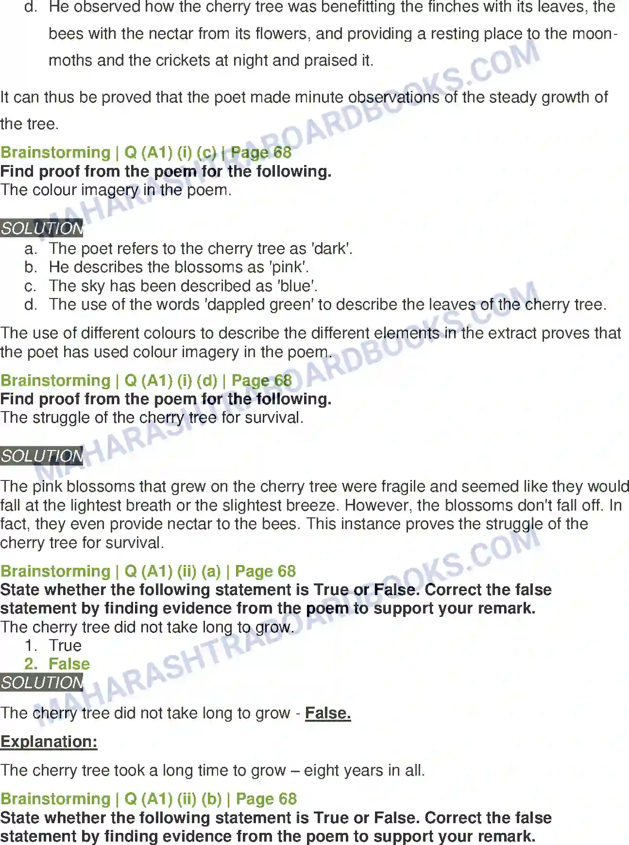 Maharashtra Board Solution Class-11 English Cherry Tree Image 3