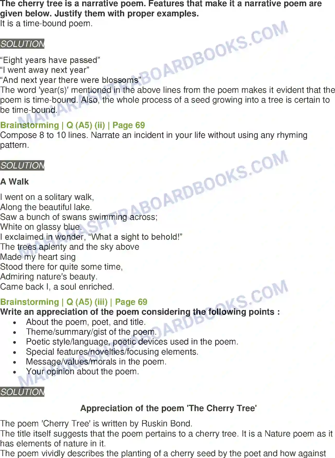 Maharashtra Board Solution Class-11 English Cherry Tree Image 9