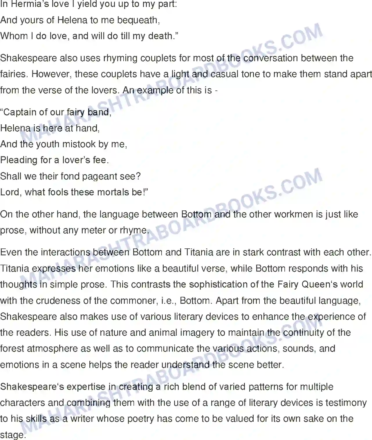 Maharashtra Board Solution Class-11 English Extracts of Drama - (A) A Midsummer - Nights Dream Image 14