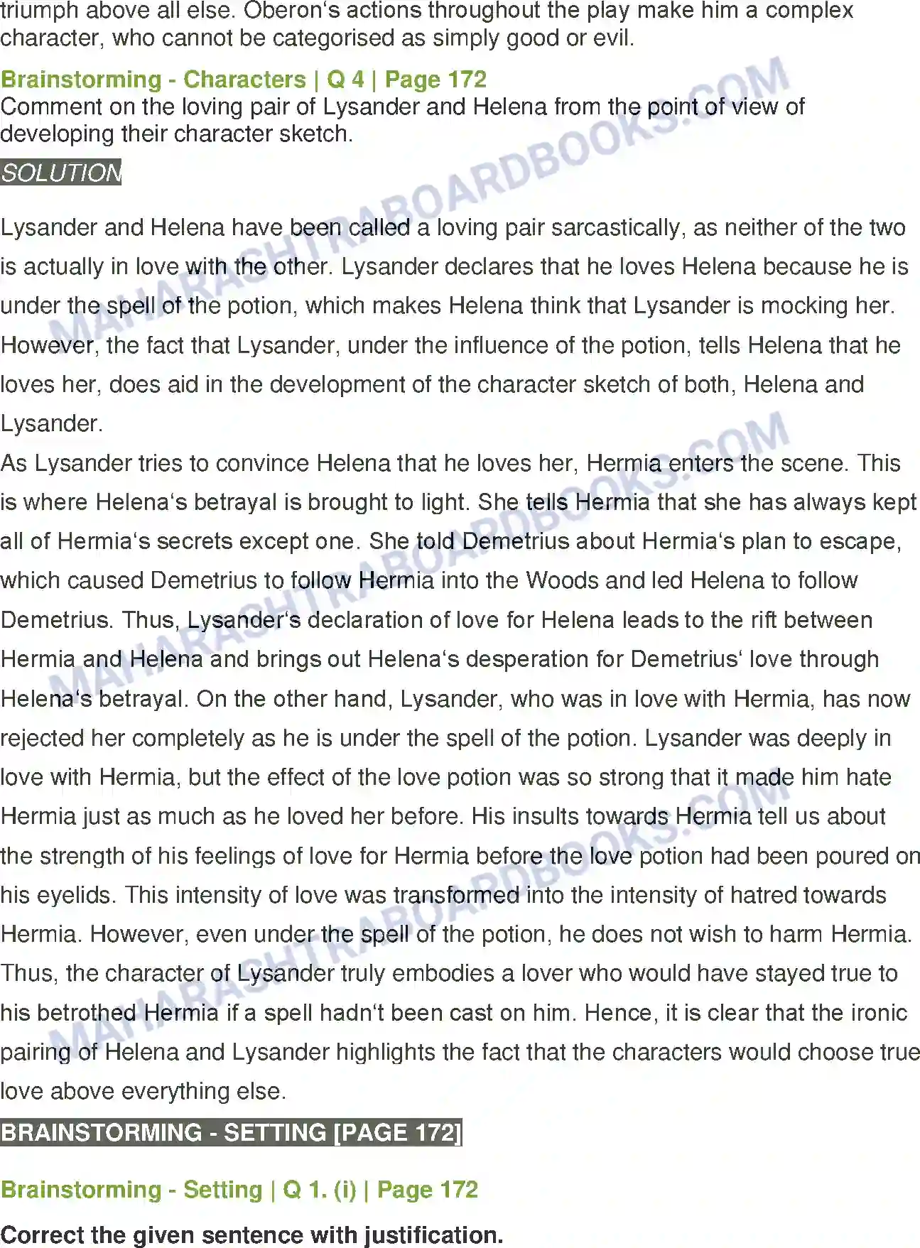 Maharashtra Board Solution Class-11 English Extracts of Drama - (A) A Midsummer - Nights Dream Image 3