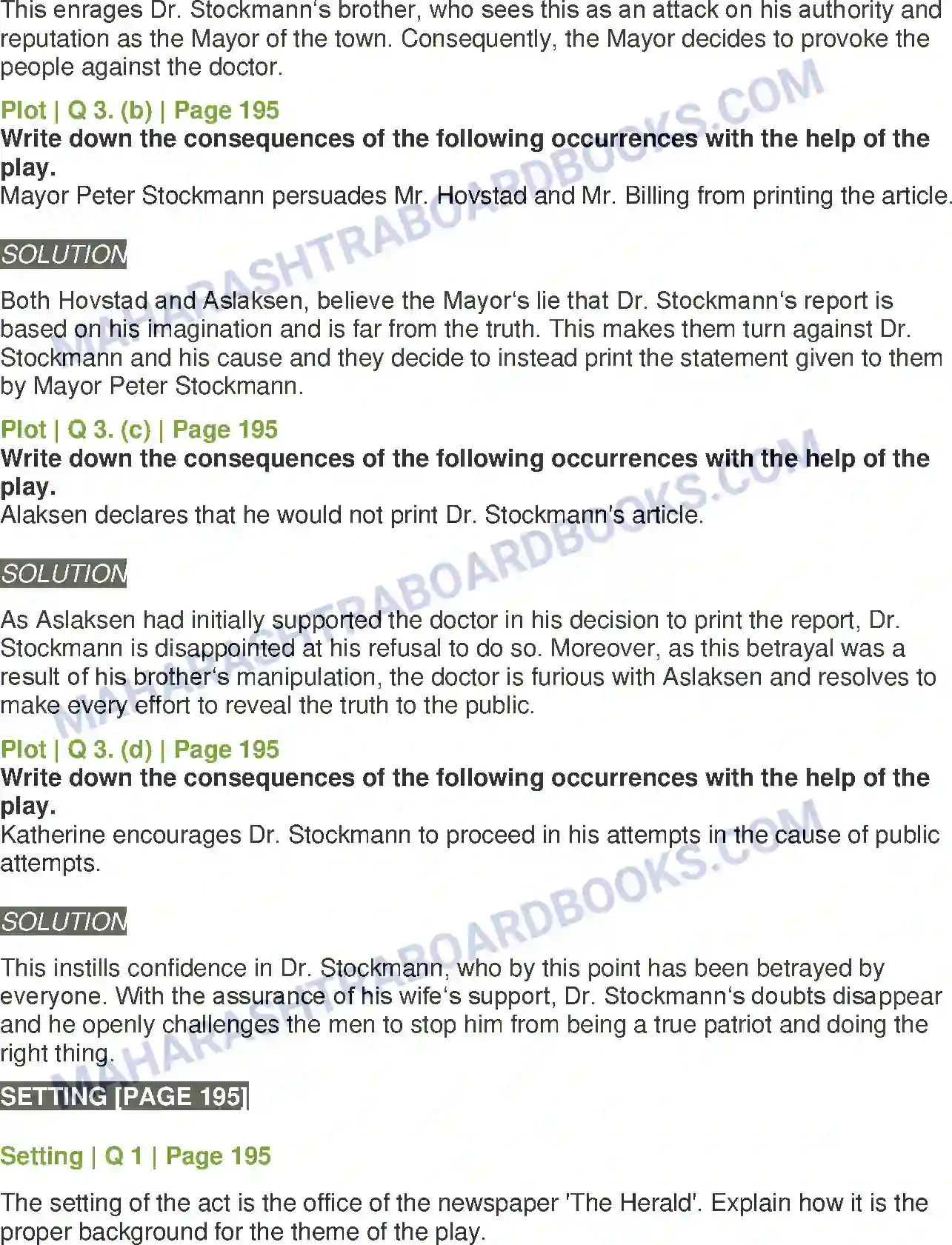 Maharashtra Board Solution Class-11 English Extracts of Drama - (B) An Enemy of the People Image 6