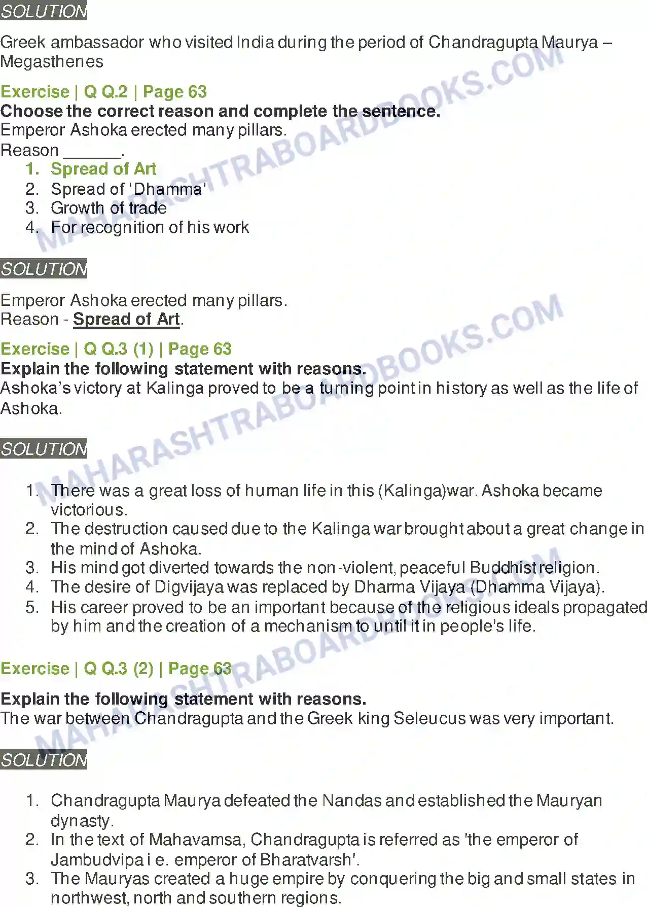 Maharashtra Board Solution Class-11 History India during Mauryan period Image 2