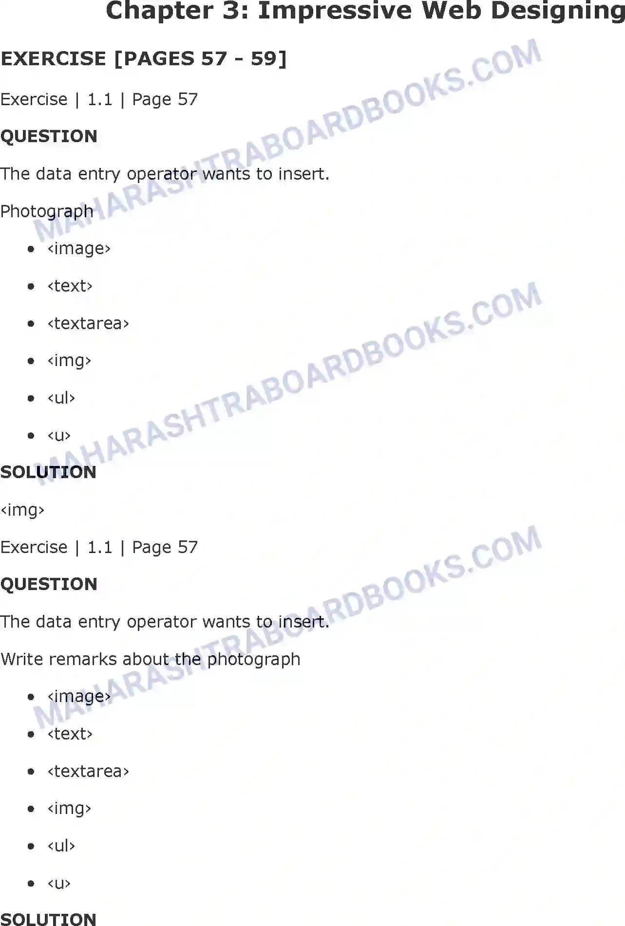 Maharashtra Board Solution Class-11 Information+Technology+(IT) Impressive Web Designing Image 1