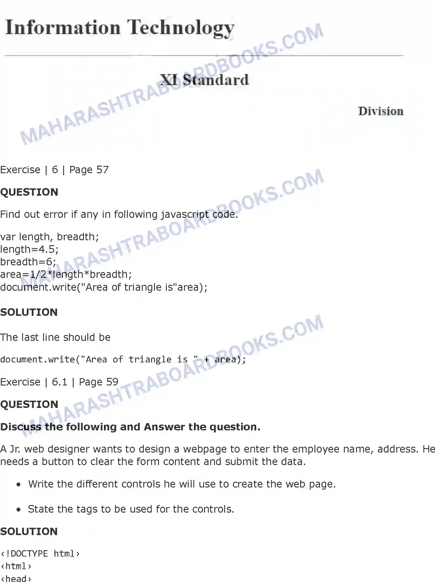 Maharashtra Board Solution Class-11 Information+Technology+(IT) Impressive Web Designing Image 9