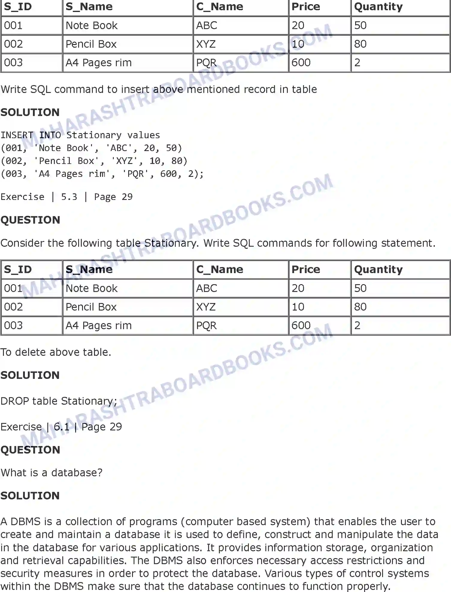 Maharashtra Board Solution class-11 Information+Technology+(IT) Introduction to DBMS Image 6