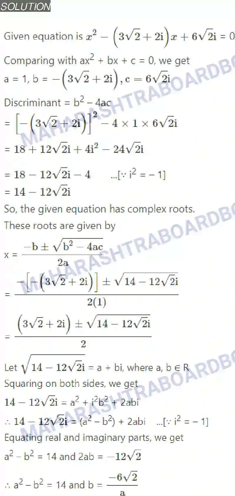 Maharashtra Board Solution class-11 Mathematics+&+Statistics+-+1 Complex Numbers Image 26