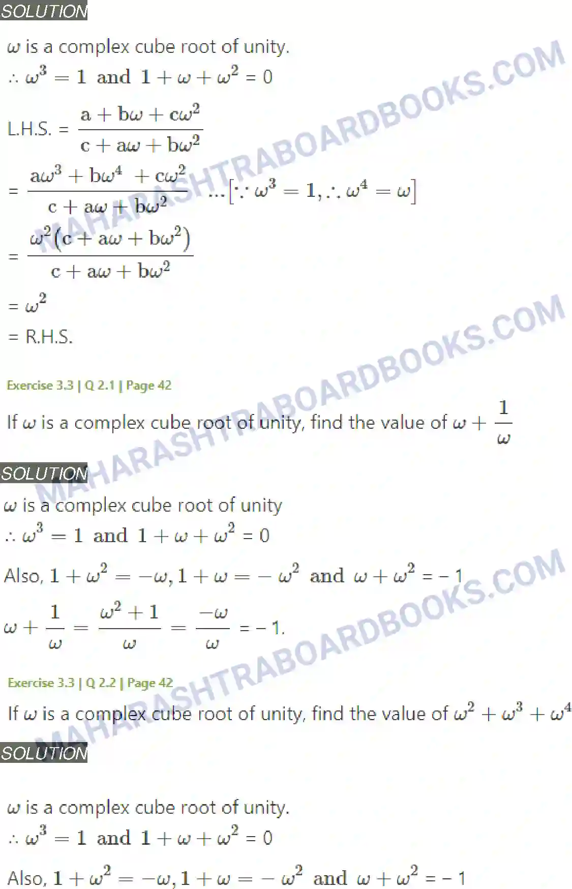 Maharashtra Board Solution class-11 Mathematics+&+Statistics+-+1 Complex Numbers Image 34
