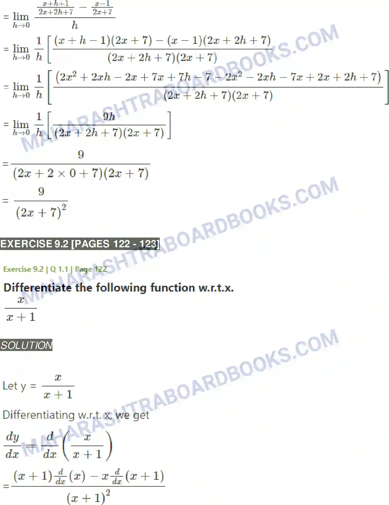 Maharashtra Board Solution Class-11 Mathematics+&+Statistics+-+1 Differentiation Image 17