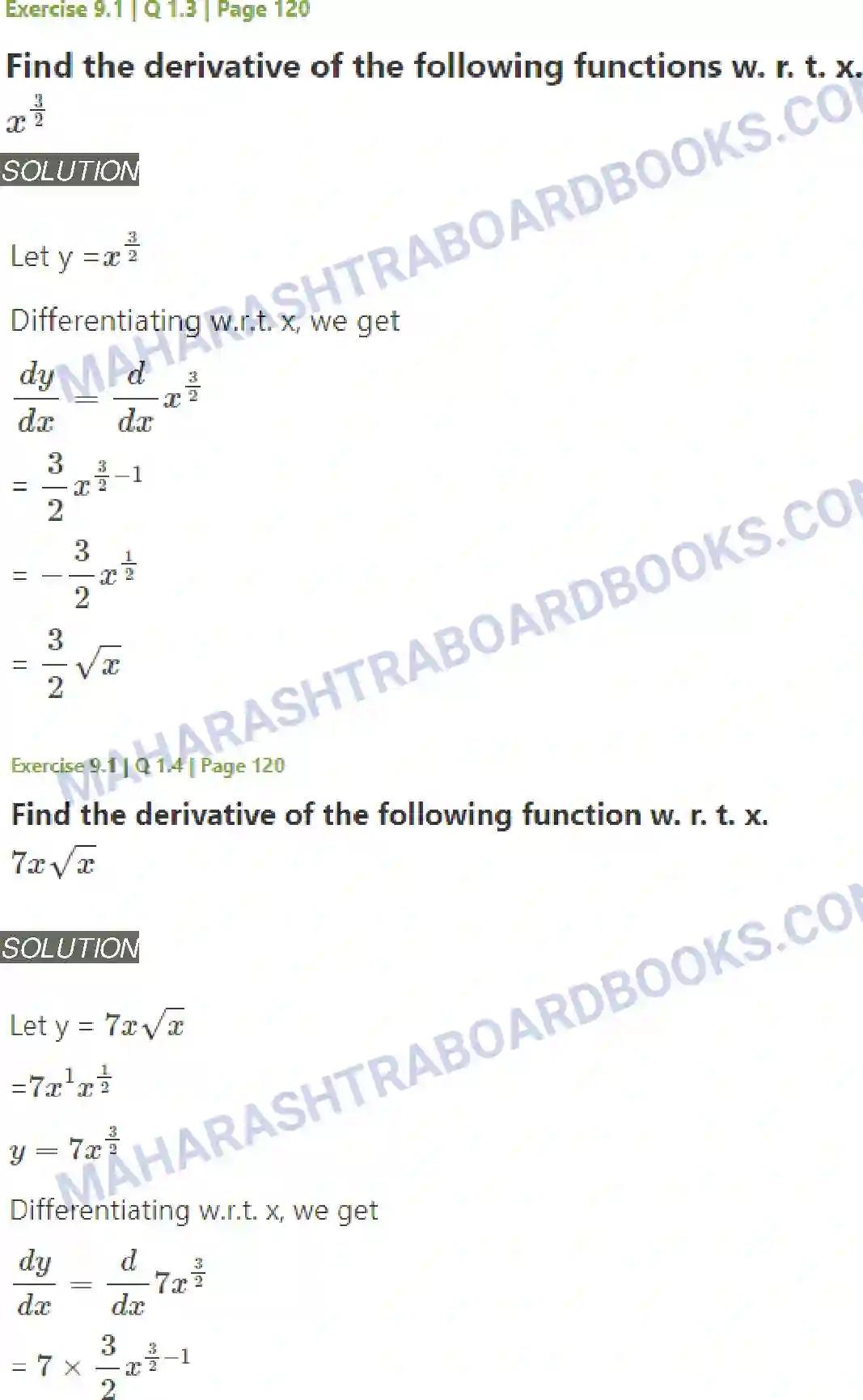 Maharashtra Board Solution Class-11 Mathematics+&+Statistics+-+1 Differentiation Image 2