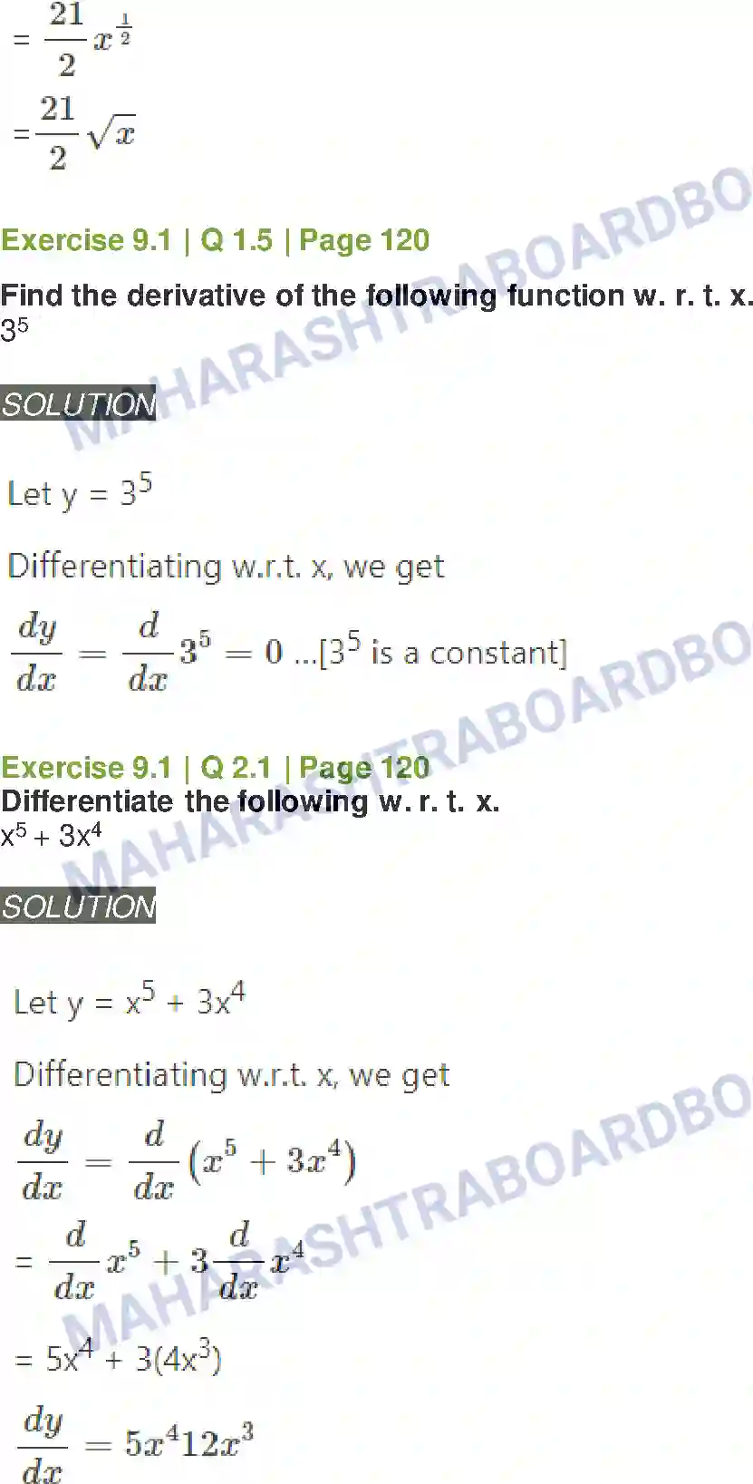 Maharashtra Board Solution Class-11 Mathematics+&+Statistics+-+1 Differentiation Image 3