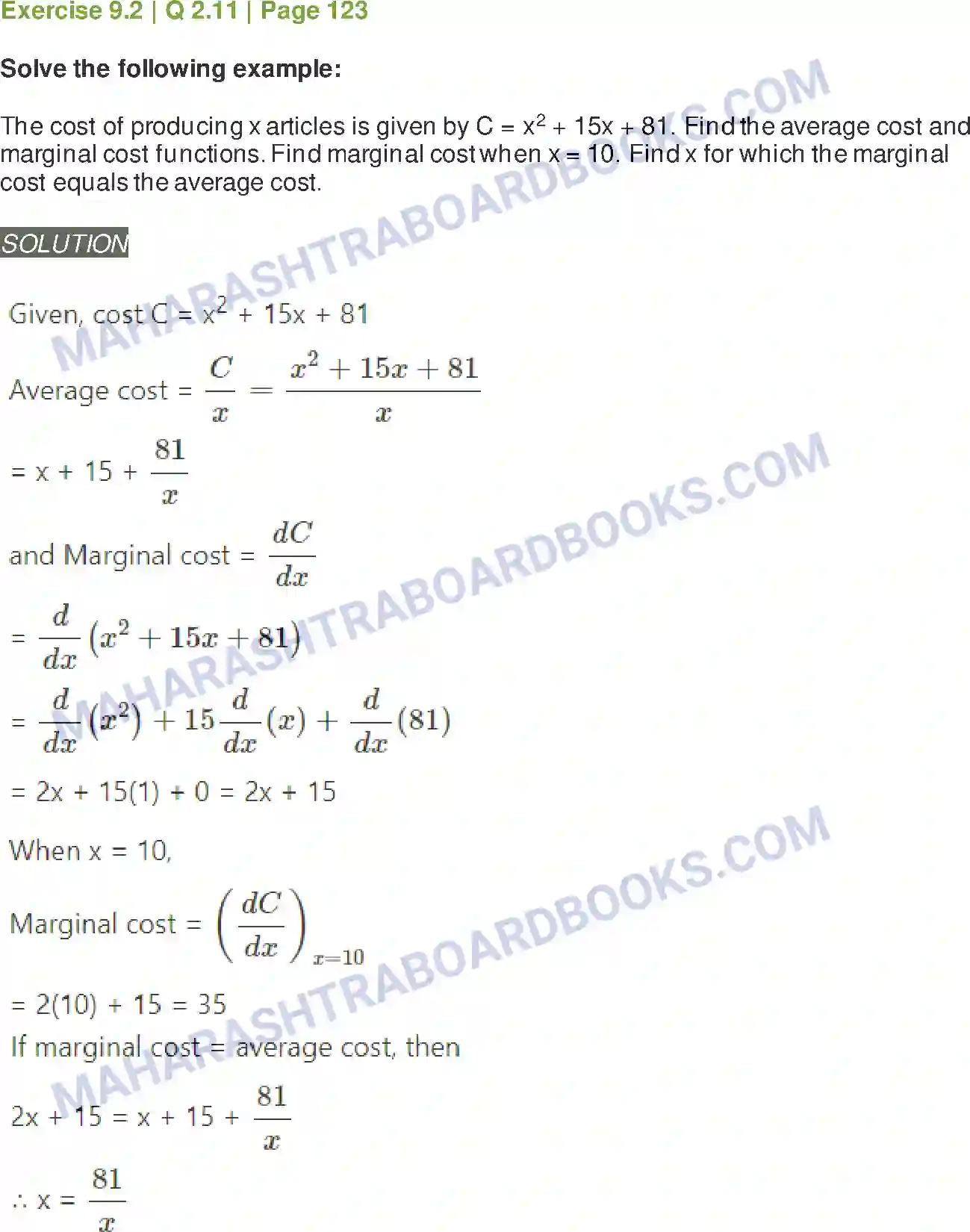 Maharashtra Board Solution Class-11 Mathematics+&+Statistics+-+1 Differentiation Image 34