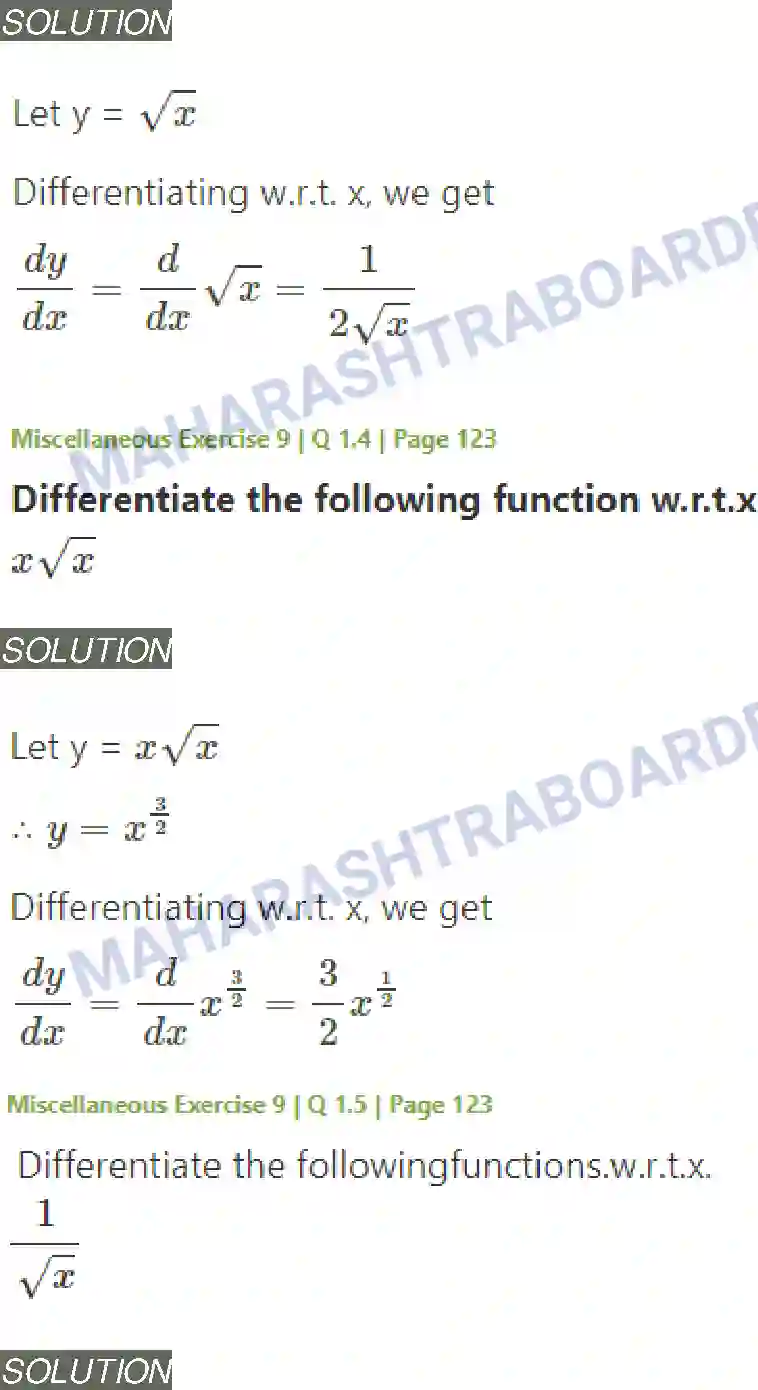 Maharashtra Board Solution Class-11 Mathematics+&+Statistics+-+1 Differentiation Image 36