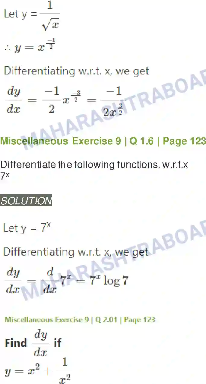Maharashtra Board Solution Class-11 Mathematics+&+Statistics+-+1 Differentiation Image 37