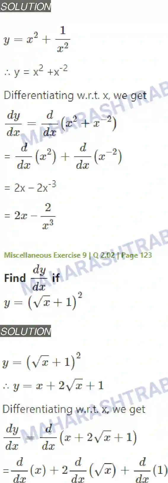 Maharashtra Board Solution Class-11 Mathematics+&+Statistics+-+1 Differentiation Image 38