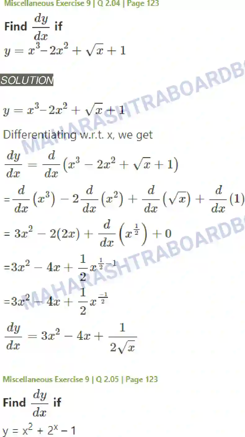 Maharashtra Board Solution Class-11 Mathematics+&+Statistics+-+1 Differentiation Image 40