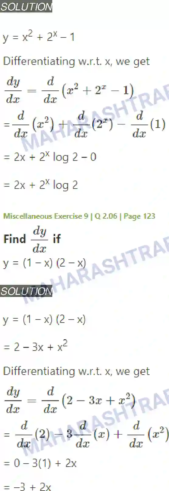 Maharashtra Board Solution Class-11 Mathematics+&+Statistics+-+1 Differentiation Image 41